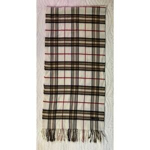 V. Fraas Cashmink fringe scarf in Burberry Nova print